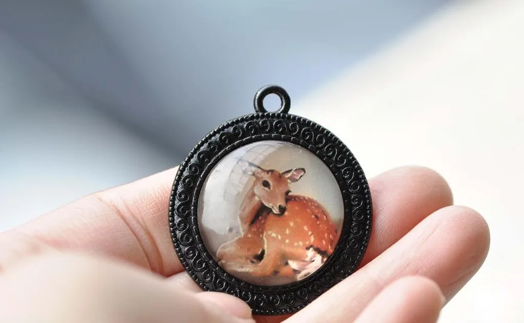 1 Inch Cabochon Pendant Tray Black Base Setting Blanks Set of 10 A8397