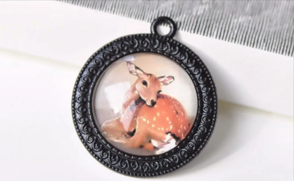 1 Inch Cabochon Pendant Tray Black Base Setting Blanks Set of 10 A8397