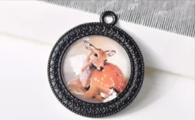 1 Inch Cabochon Pendant Tray Black Base Setting Blanks Set of 10 A8397