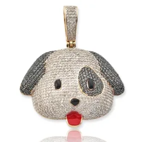 10KY 3.25CTW BLACK AND WHITE DIAMOND PUPPY DOG