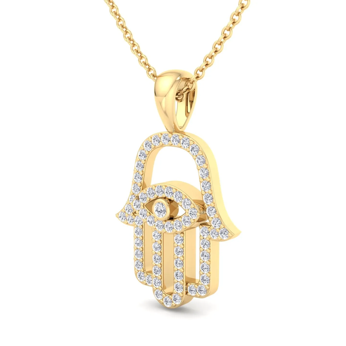 1.20CT Natural Diamond Hamsa Pendant Necklace