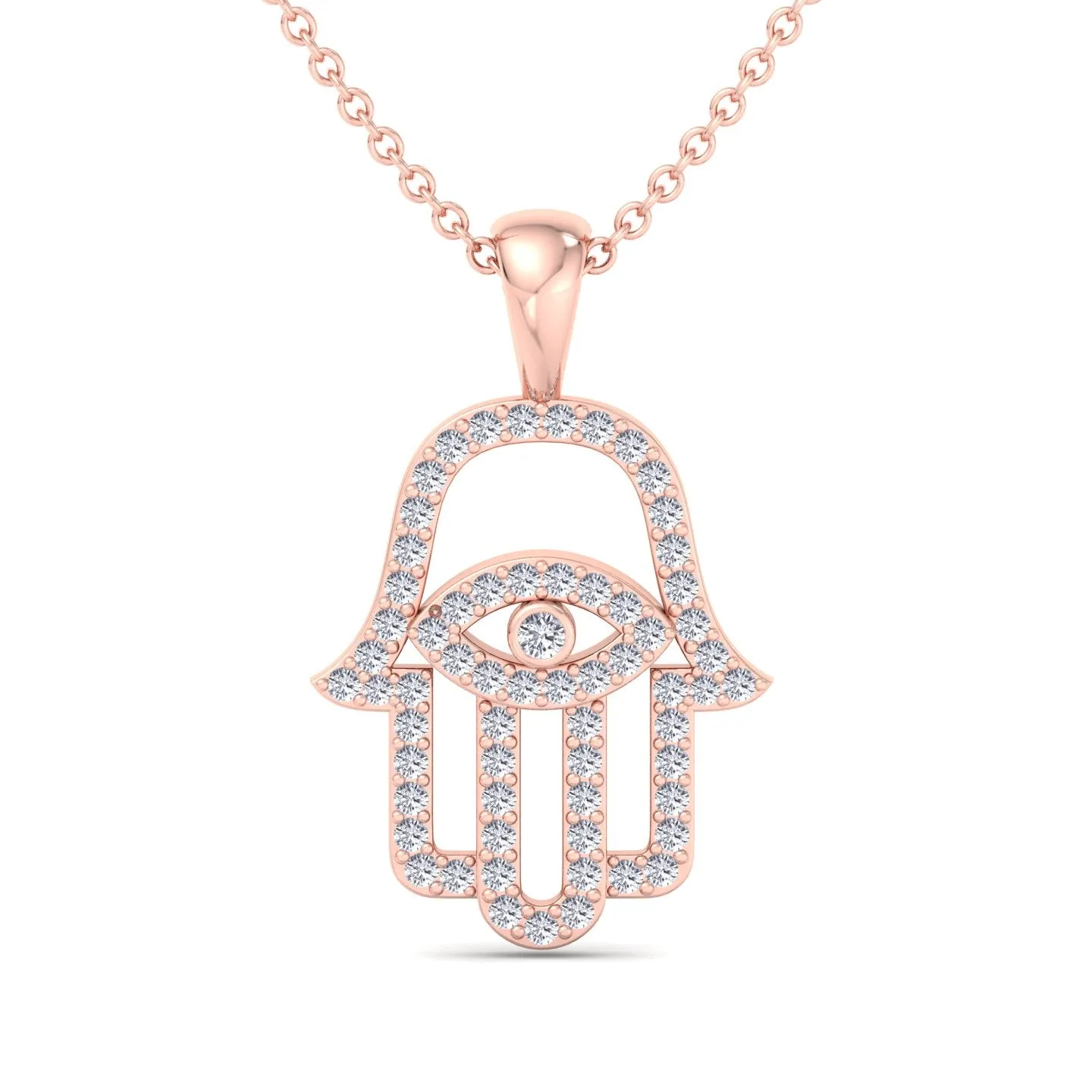 1.20CT Natural Diamond Hamsa Pendant Necklace