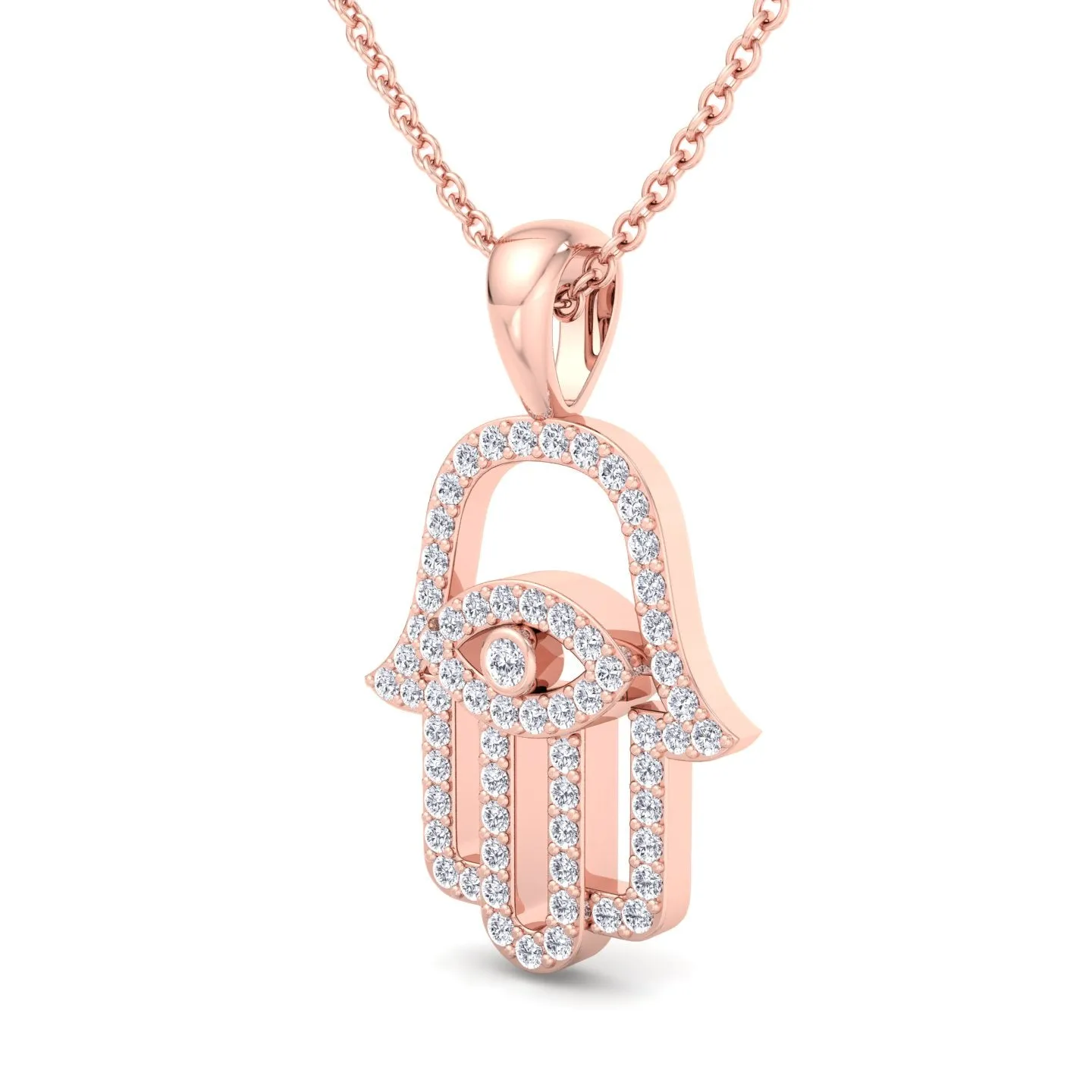1.20CT Natural Diamond Hamsa Pendant Necklace