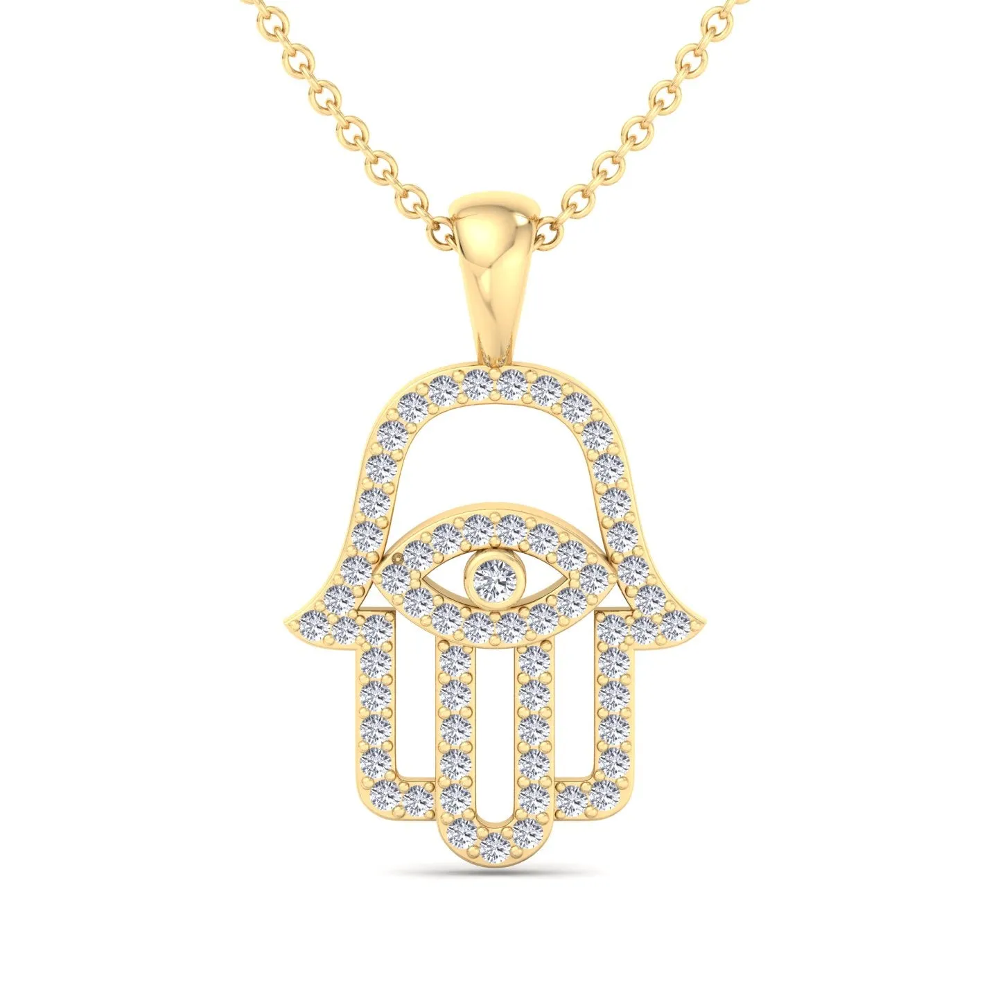 1.20CT Natural Diamond Hamsa Pendant Necklace
