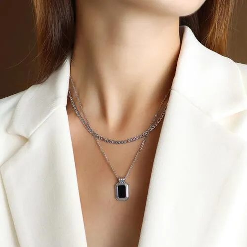 14k Gold Plated Black Pendant Necklace