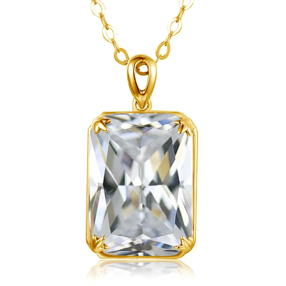 14K Gold Silver Pendant with Yellow Gemstone