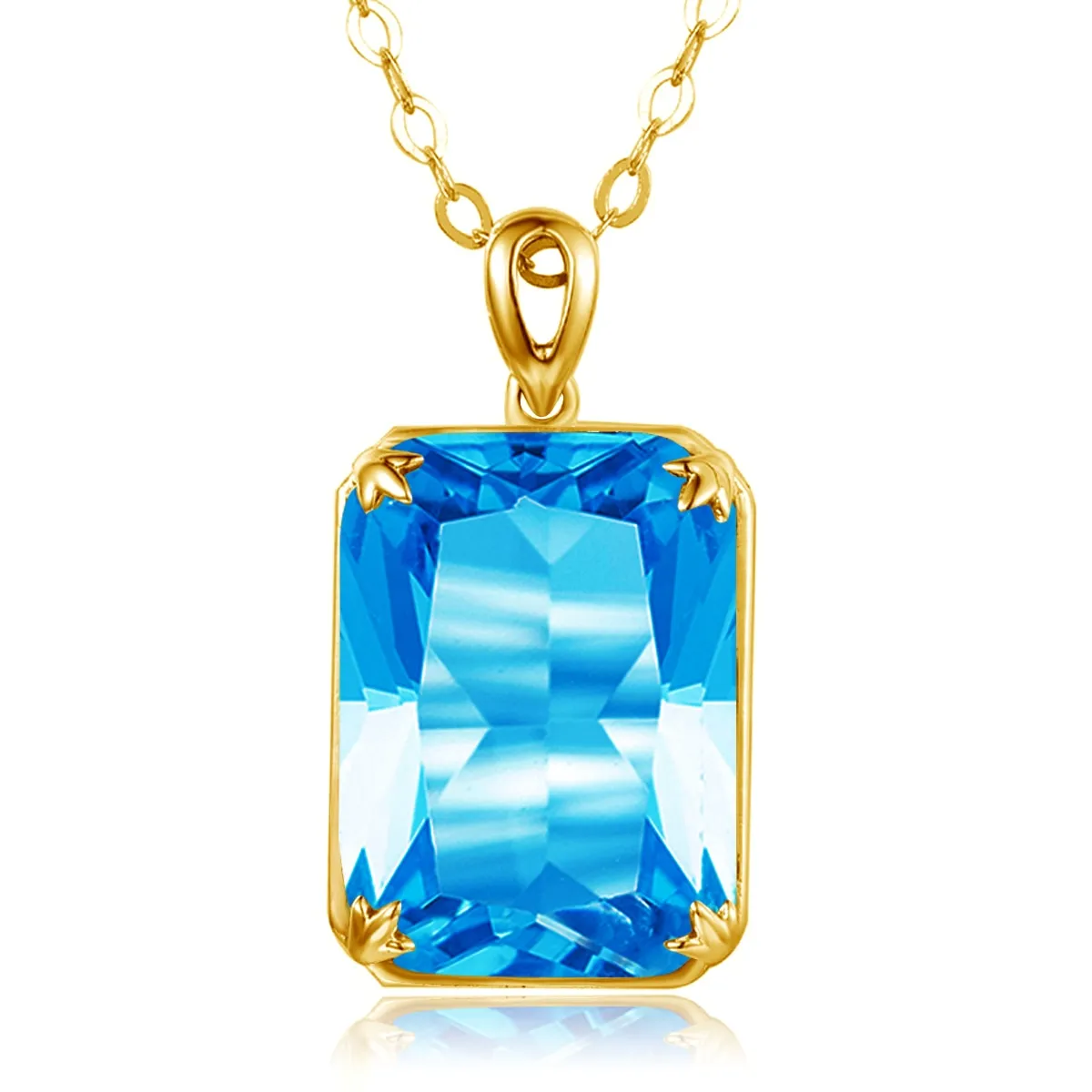 14K Gold Silver Pendant with Yellow Gemstone