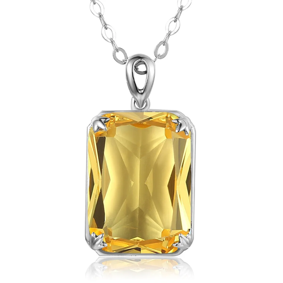 14K Gold Silver Pendant with Yellow Gemstone