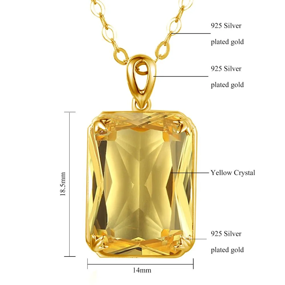 14K Gold Silver Pendant with Yellow Gemstone