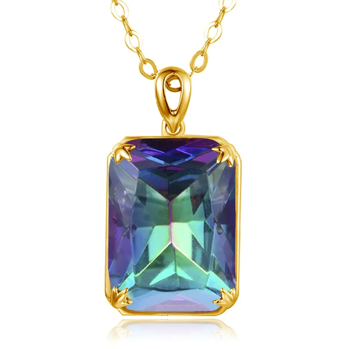 14K Gold Silver Pendant with Yellow Gemstone