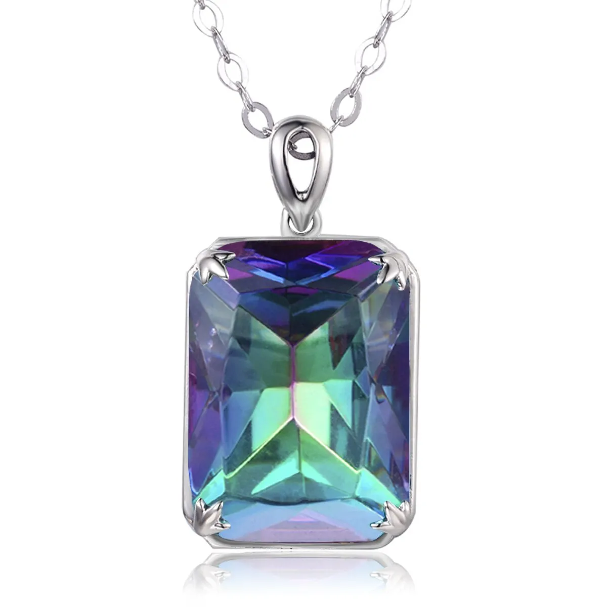 14K Gold Silver Pendant with Yellow Gemstone
