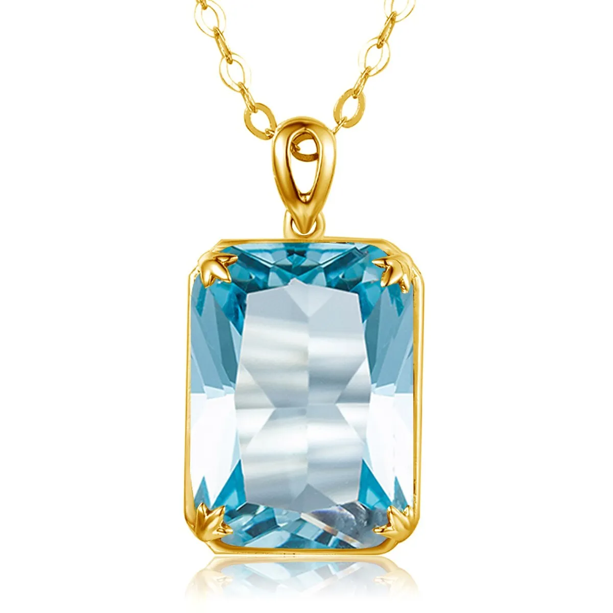 14K Gold Silver Pendant with Yellow Gemstone