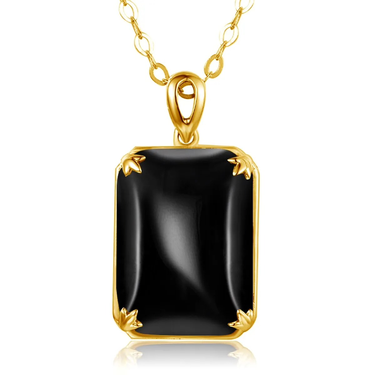 14K Gold Silver Pendant with Yellow Gemstone