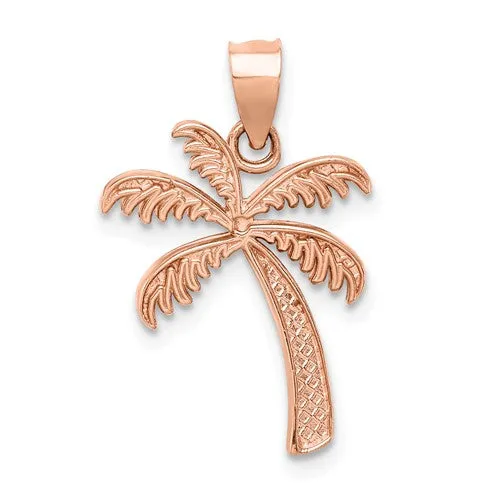 14k Rose Gold Palm Tree Pendant Charm