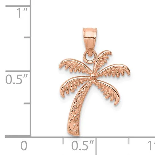 14k Rose Gold Palm Tree Pendant Charm