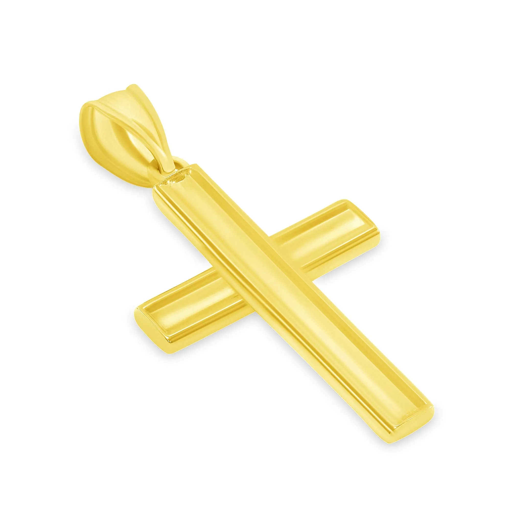 14k Yellow Gold High Polished Plain Religious Cross Pendant