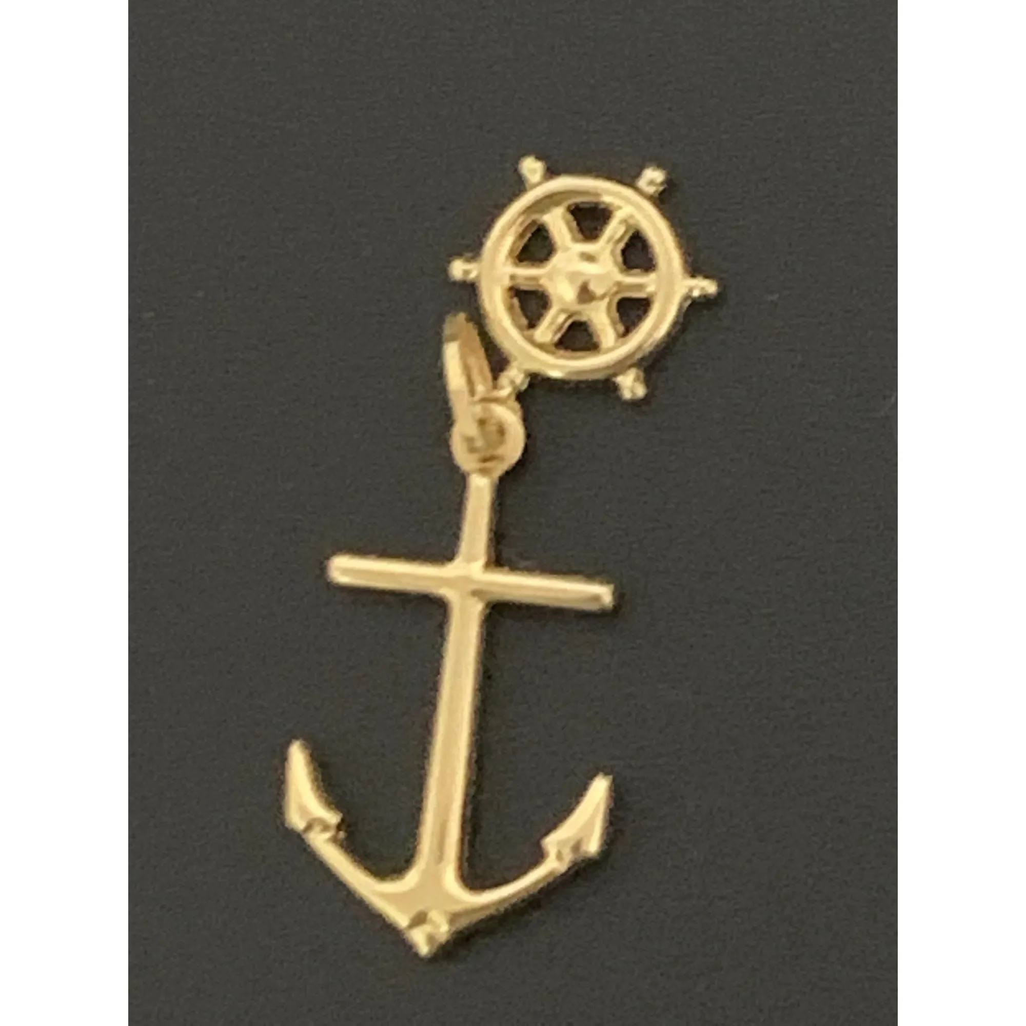 18K Gold Pendant Anchor Ship Wheel Pendant 1.25 grams