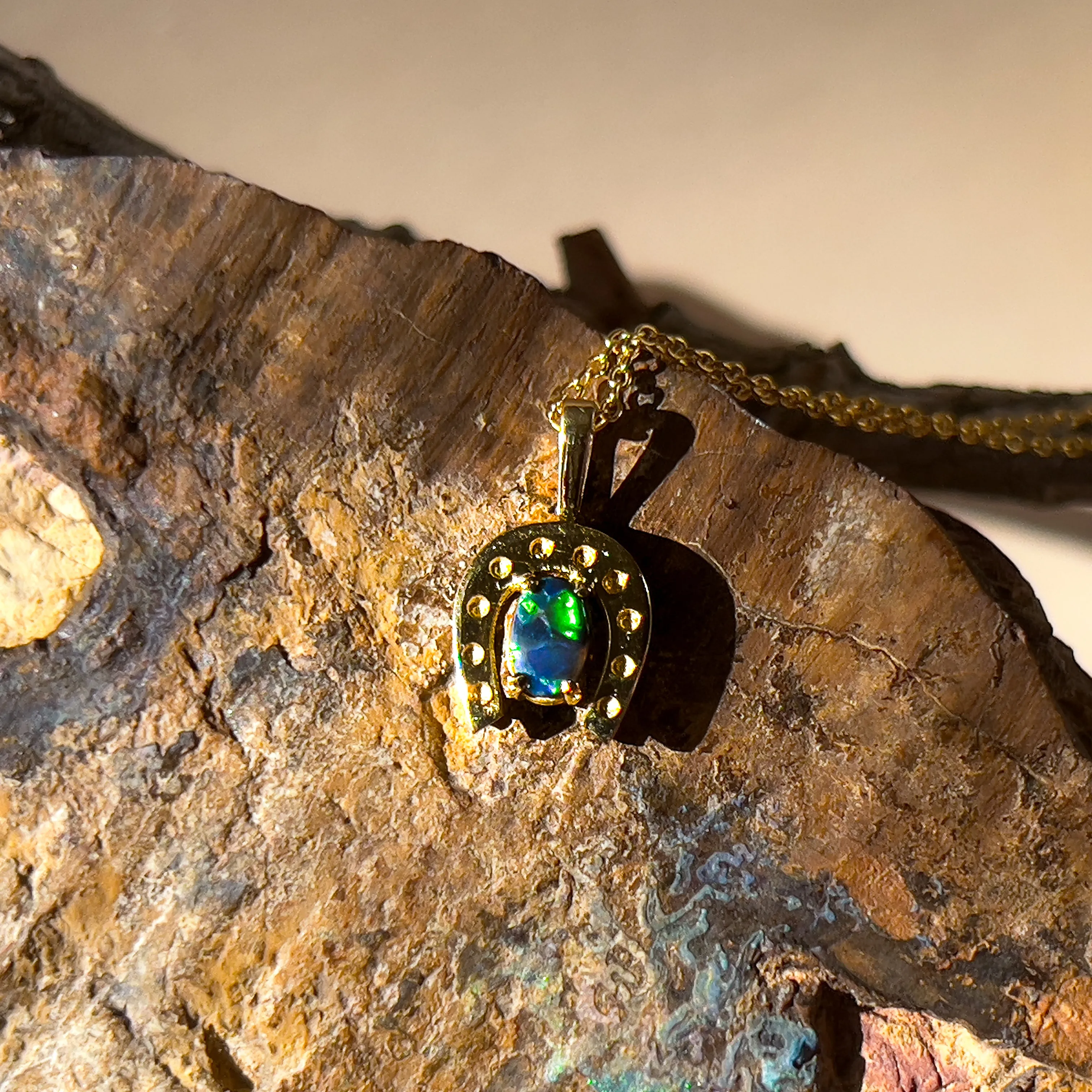 18Kt Yellow Gold Pendant - 0.25ct Black Opal, Elegant Minimalist Necklace, Perfect Crystal & Birthstone Gift for Her, Women's Necklace