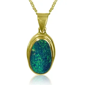 18kt Yellow Gold pendant with Black Opal