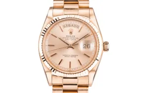 1972 Rolex 18K Rose Gold Day-Date 1803 with Spanish Day Wheel