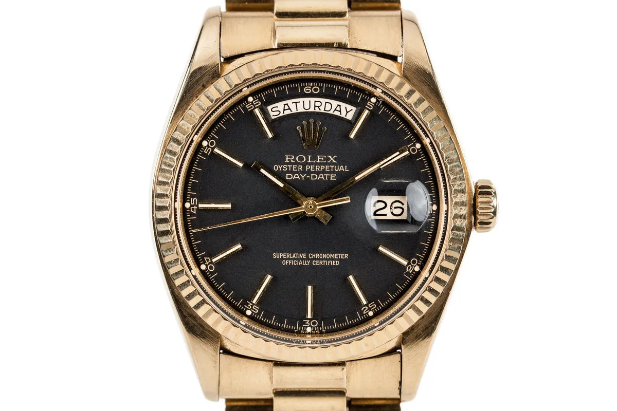1977 Rolex 18K Day-Date Black Dial