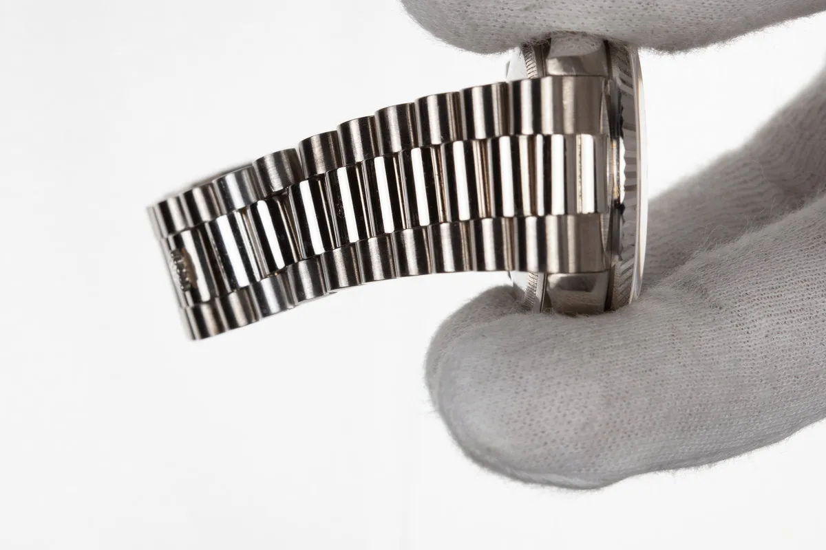 1981 Rolex 18K White Gold Day-Date 18039 with Black Diamond Dial