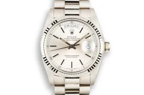 1982 Rolex 18K WG Day-Date 18039 with Silver Dial
