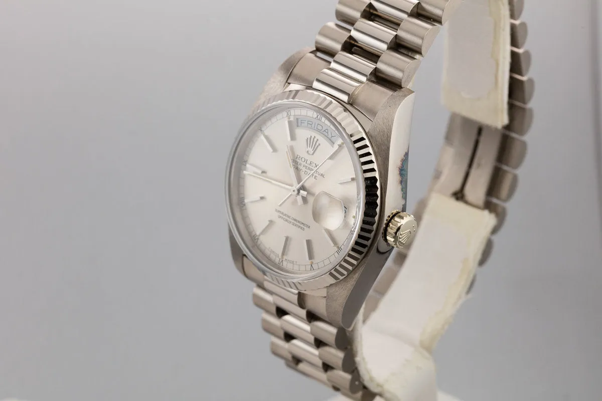 1982 Rolex 18K WG Day-Date 18039 with Silver Dial