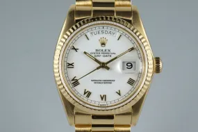 1982 Rolex YG Day Date 18038 with White Roman Dial