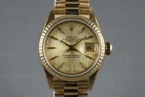 1984 Rolex 18K Ladies DateJust President 69178 with Tapestry Dial