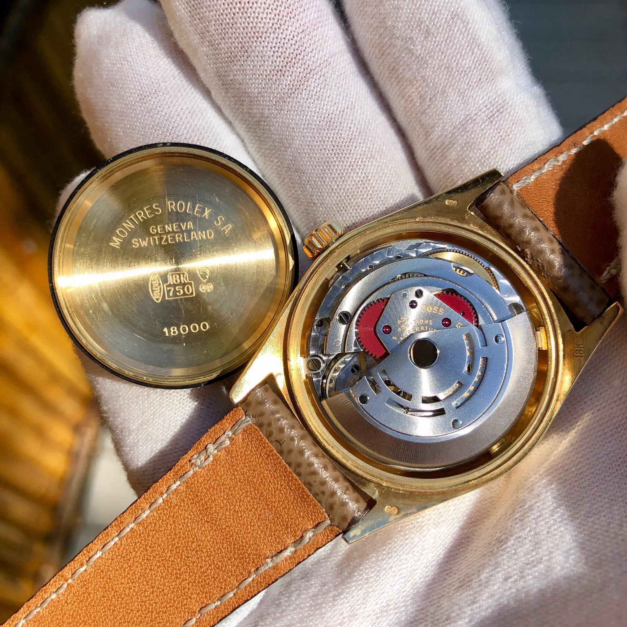 1986 Rolex President 18038 Day Date 18K Yellow Gold Champagne Stick Wristwatch