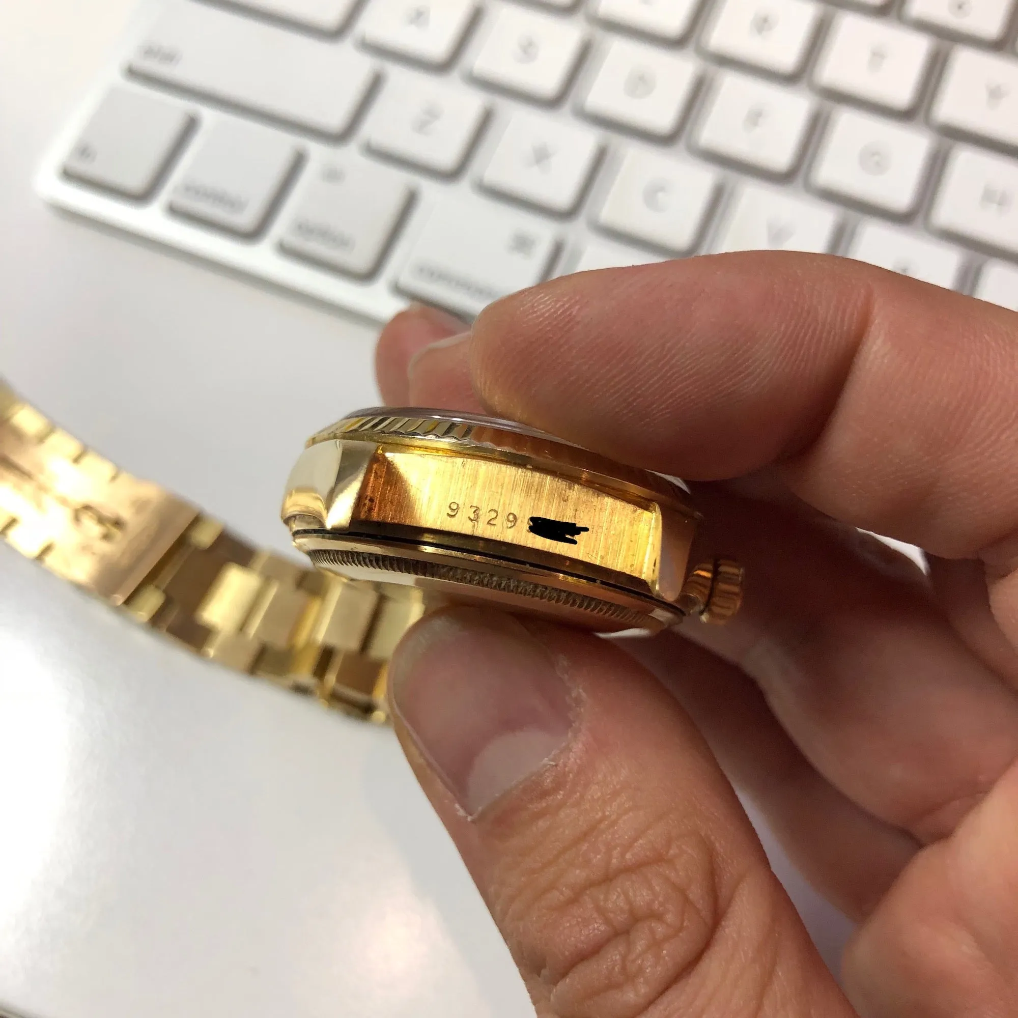 1986 Rolex President 18038 Day Date 18K Yellow Gold Champagne Stick Wristwatch