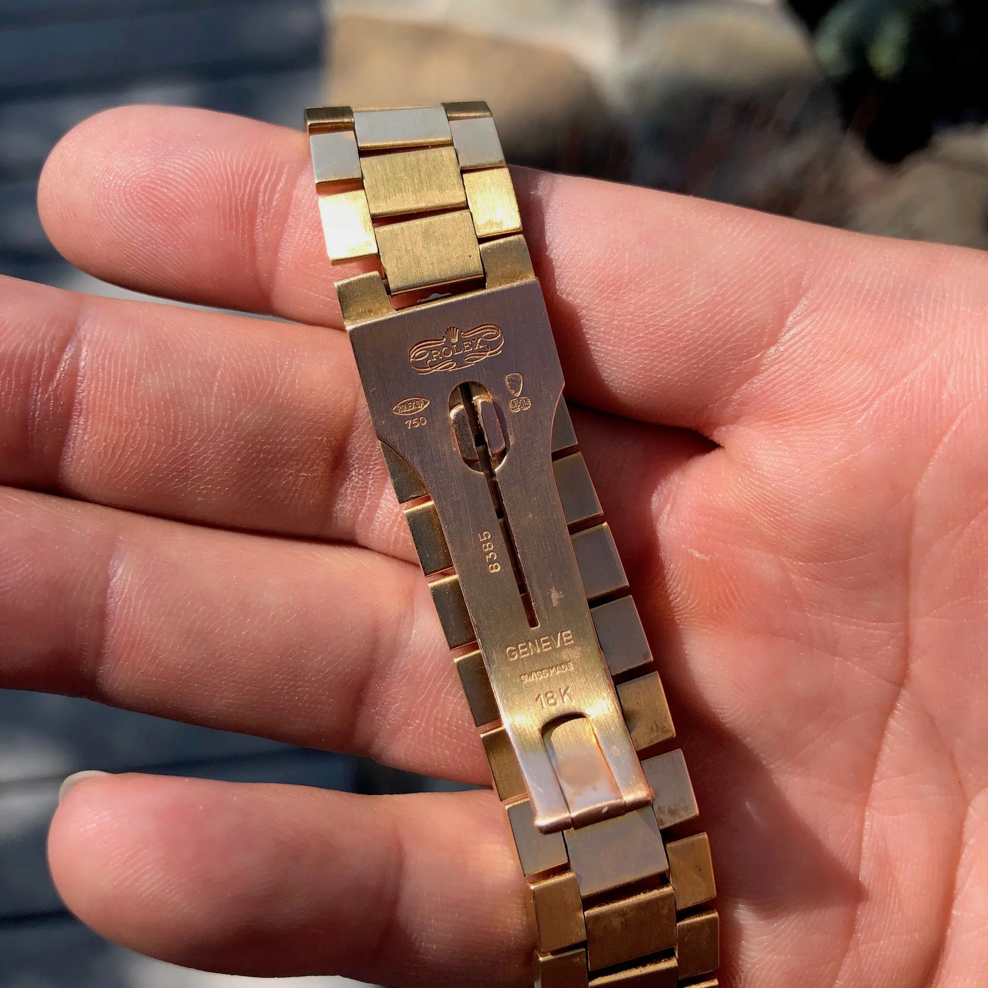 1986 Rolex President 18038 Day Date 18K Yellow Gold Champagne Stick Wristwatch