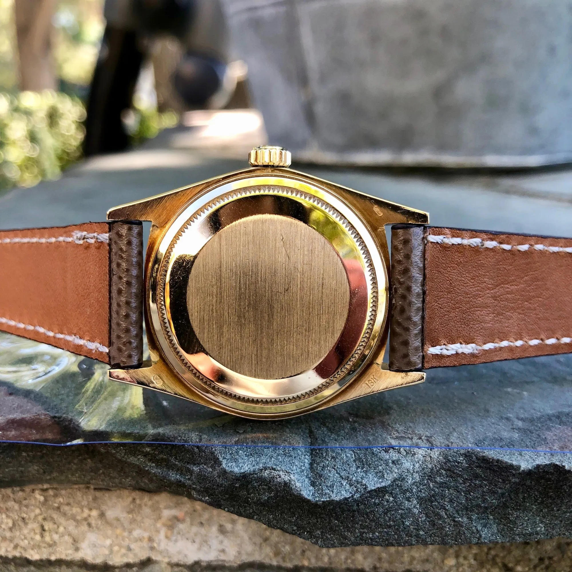 1986 Rolex President 18038 Day Date 18K Yellow Gold Champagne Stick Wristwatch