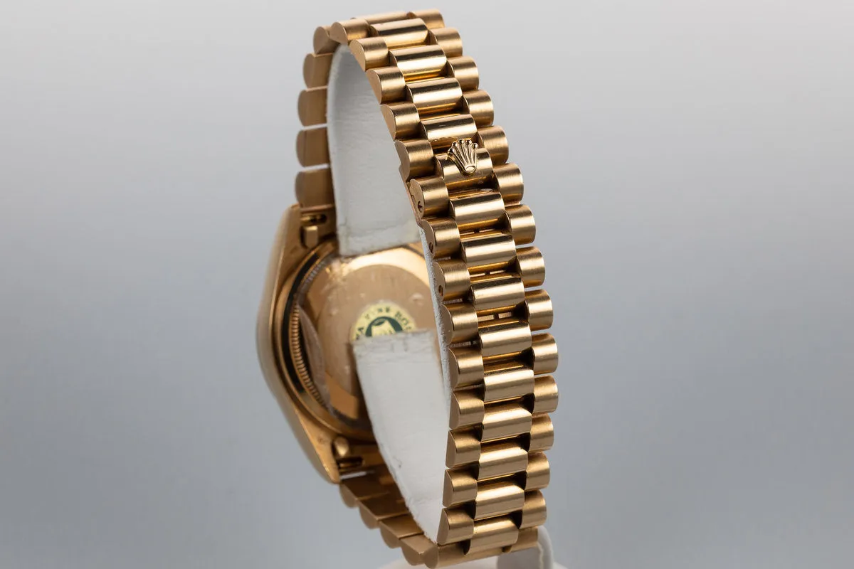 1987 Rolex 18K Day-Date 18038 with Red Diamond Vignette Dial