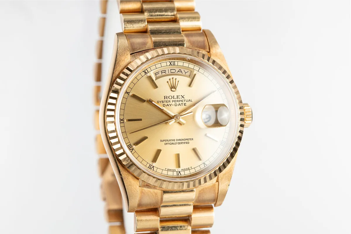1989 Rolex 18K YG Day-Date President 18238