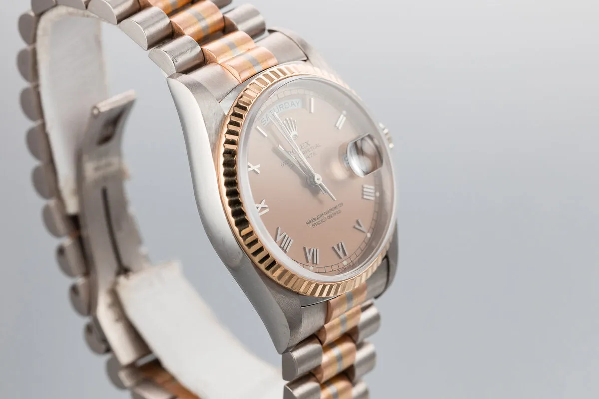 1990 Rolex 18K White Gold Day-Date 18239B Tridor President with Service Papers
