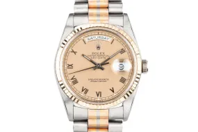 1990 Rolex 18K White Gold Day-Date 18239B Tridor President with Service Papers