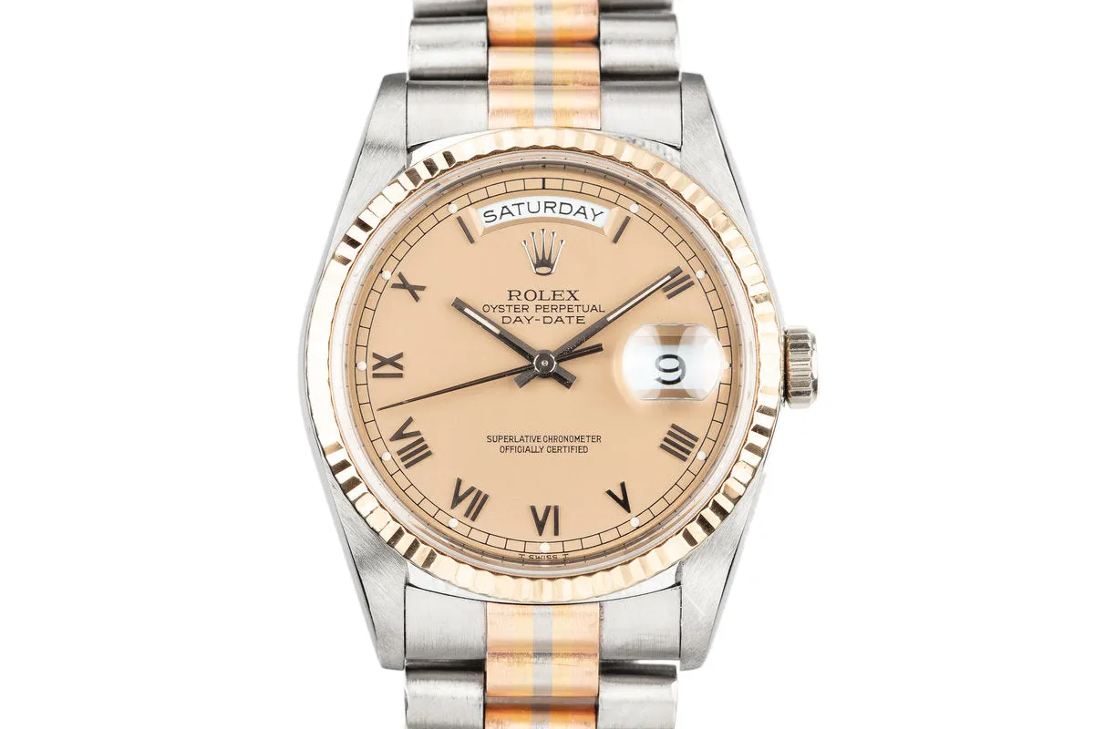 1990 Rolex 18K White Gold Day-Date 18239B Tridor President with Service Papers