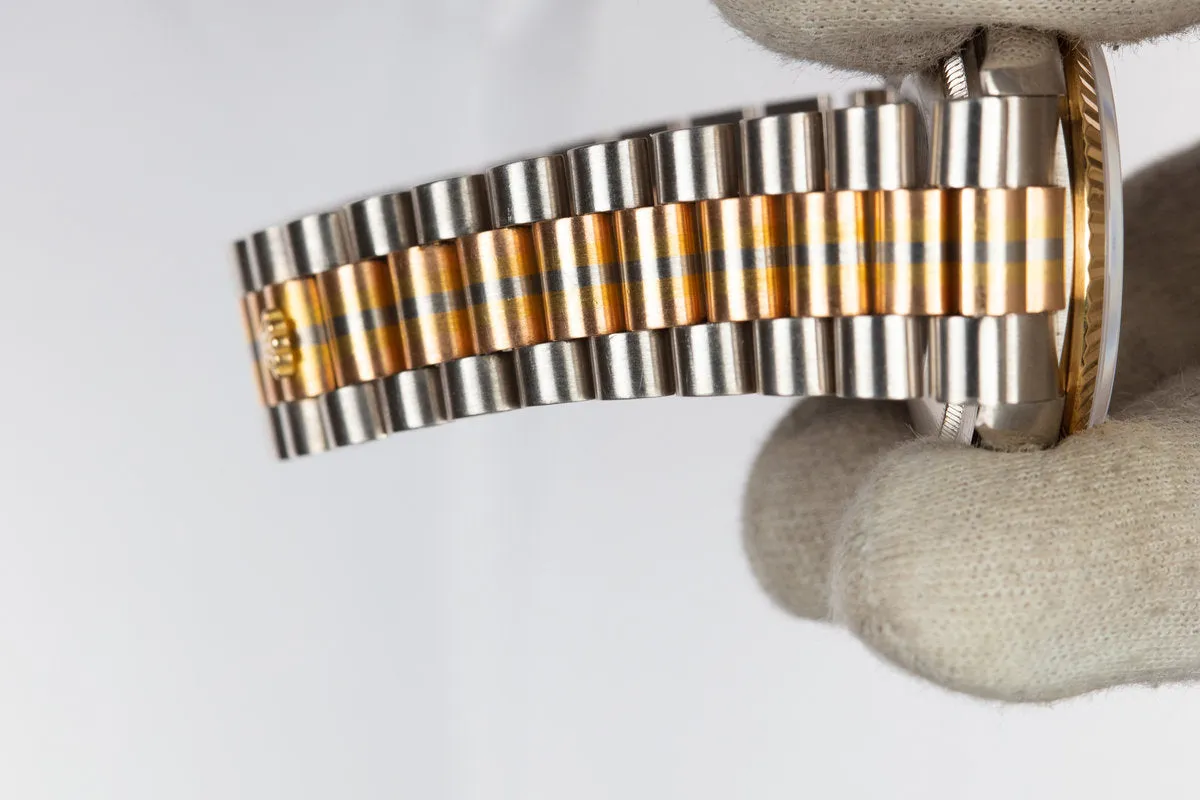 1990 Rolex 18K White Gold Day-Date 18239B Tridor President with Service Papers