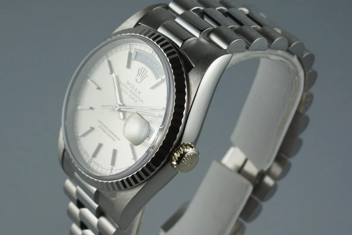 1990 Rolex WG Day-Date Ref: 18239 with White Roman Dial