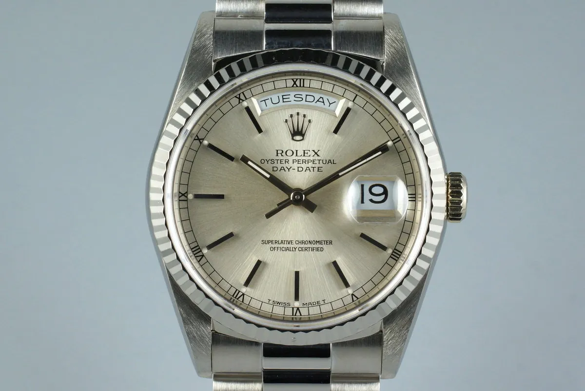 1990 Rolex WG Day-Date Ref: 18239 with White Roman Dial