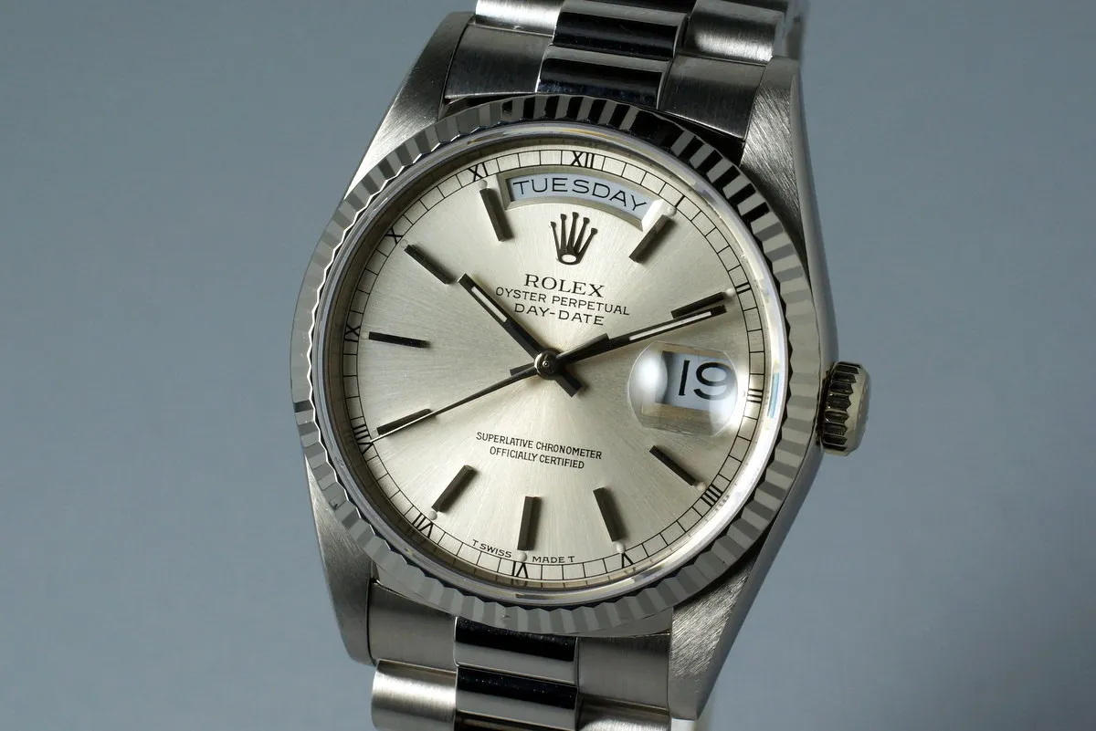 1990 Rolex WG Day-Date Ref: 18239 with White Roman Dial