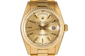 1990 Rolex YG Day-Date 18238 with Box and Papers