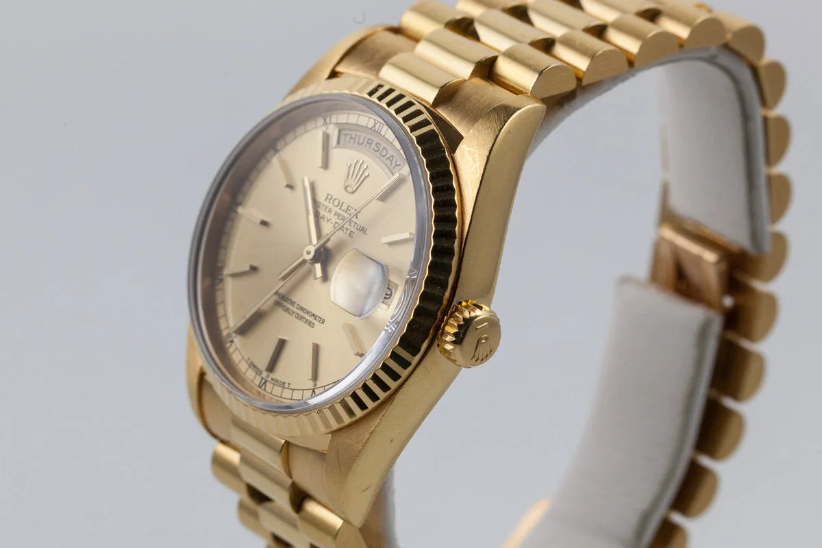 1990 Rolex YG Day-Date 18238 with Box and Papers