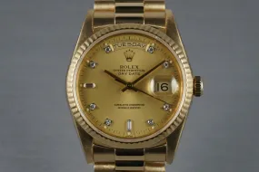 1990 Rolex YG Day-Date 18238 with Diamond Dial