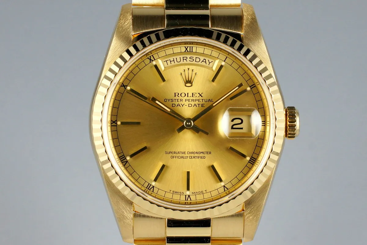1991 Rolex YG Day-Date 18238 Champagne Dial