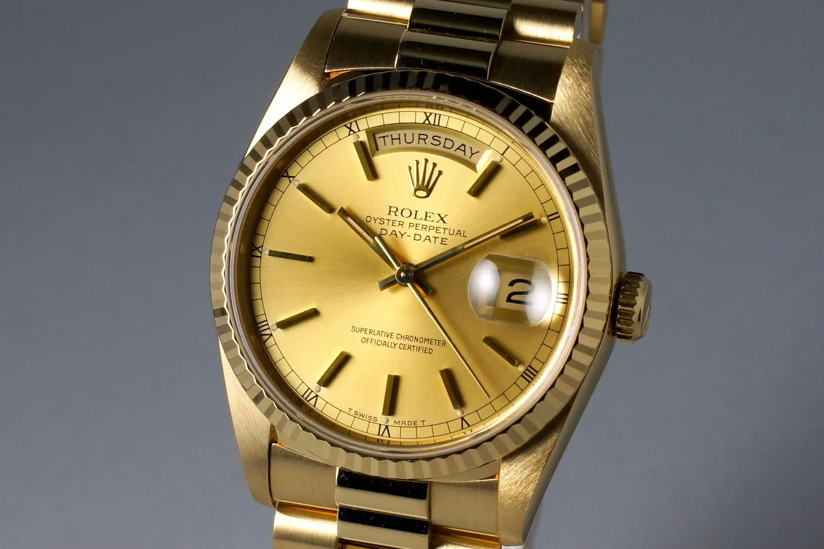 1991 Rolex YG Day-Date 18238 Champagne Dial