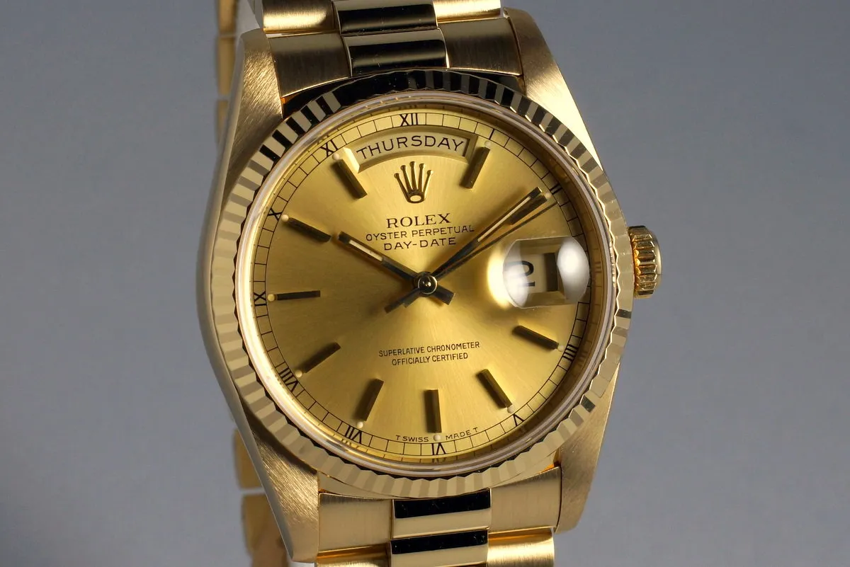 1991 Rolex YG Day-Date 18238 Champagne Dial