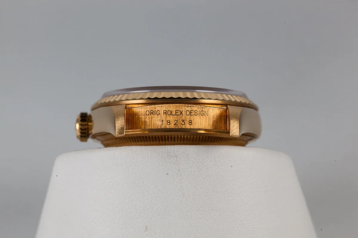 1995 Rolex 18K YG Day-Date 18238 Blue Dial with Box and Papers